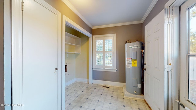 utility room with electric water heater