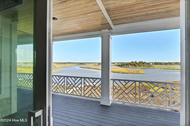 view of dock featuring a water view