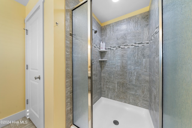 bathroom featuring walk in shower