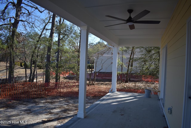 view of patio / terrace featuring ceiling fan