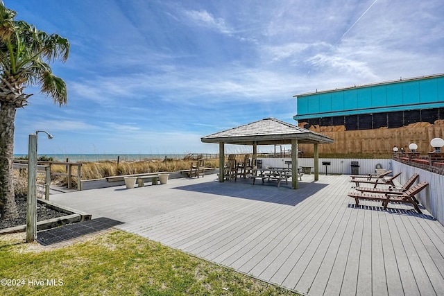 1615 Lake Park Blvd S Unit 1007, Carolina Beach, NC 28428 - deck with a gazebo and view of water and beach