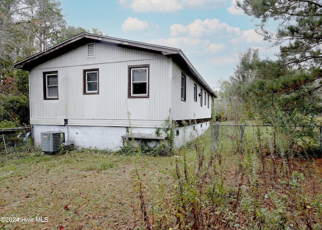 view of home's exterior featuring central AC