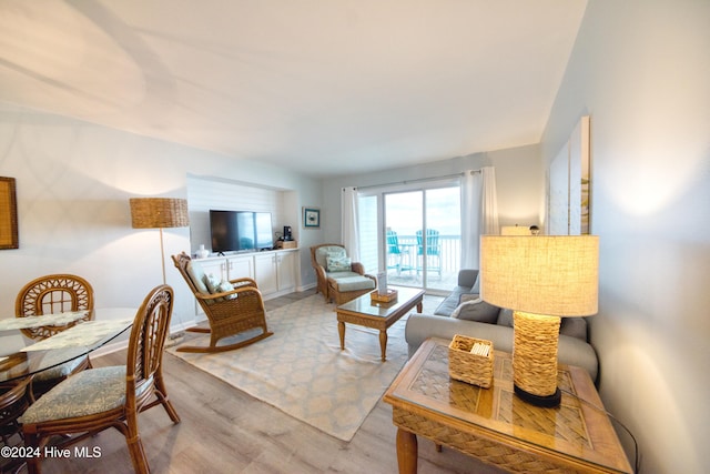 living room featuring light hardwood / wood-style floors