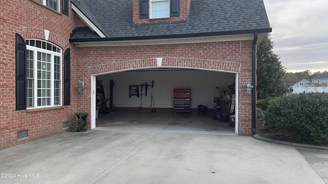 view of garage