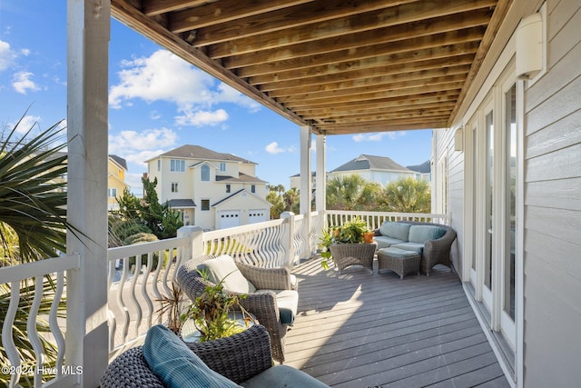 10108 Sea Breeze Dr, Emerald Isle, NC 28594 - wooden terrace featuring a residential view