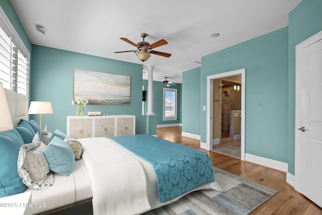10108 Sea Breeze Dr, Emerald Isle, NC 28594 - bedroom with wood finished floors and ceiling fan