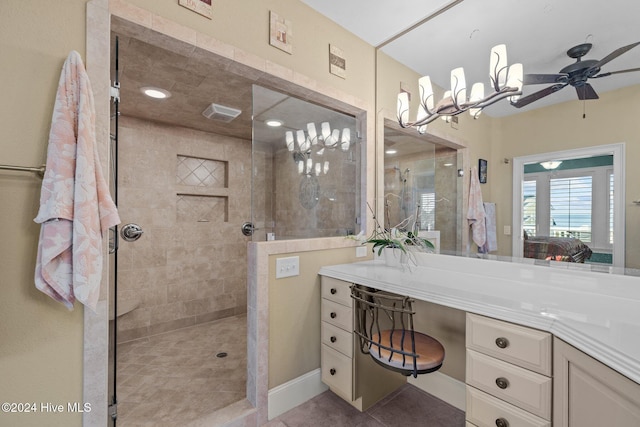 10108 Sea Breeze Dr, Emerald Isle, NC 28594 - full bath featuring walk in shower, a ceiling fan, ensuite bath, and vanity