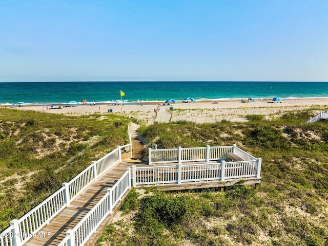 view of water feature with a view of the beach