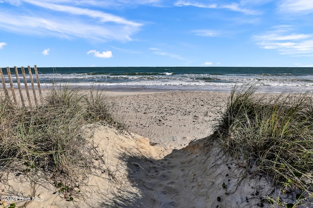 property view of water with a beach view