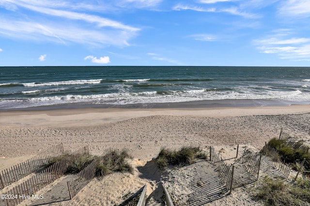 view of water feature featuring a view of the beach