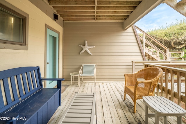 wooden balcony with a wooden deck