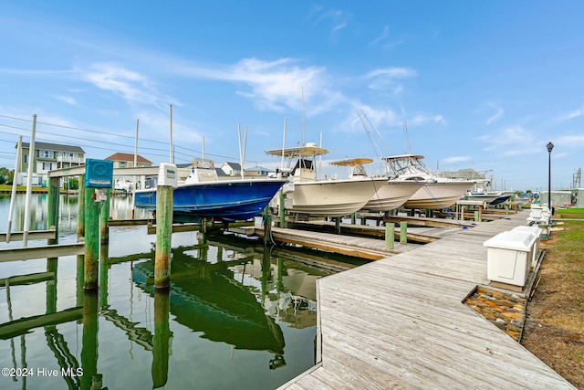 dock area with a water view