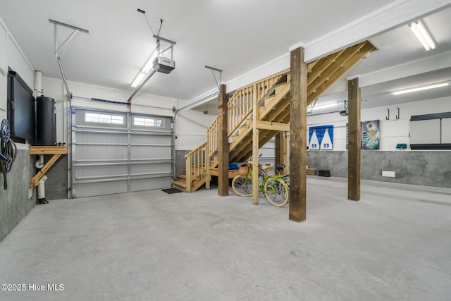 garage with a garage door opener