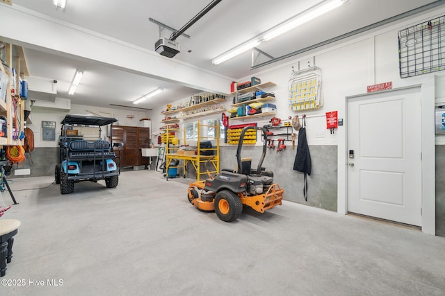 garage with a garage door opener