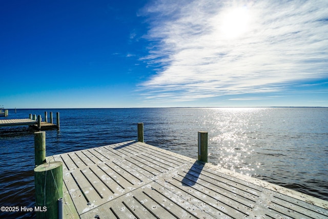 view of dock featuring a water view
