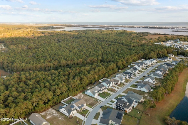 513 Moss Lake Ln, Holly Ridge, NC 28445 - birds eye view of property featuring a residential view, a water view, and a forest view