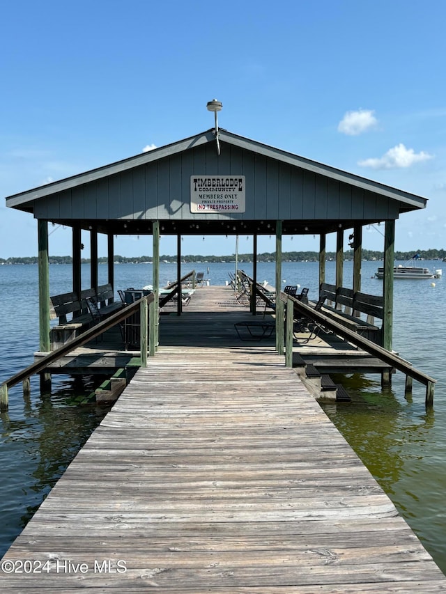 view of dock featuring a water view