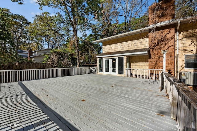 wooden deck with french doors