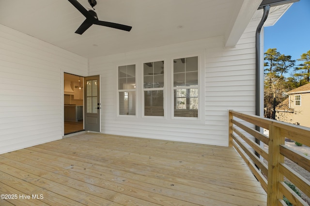 wooden terrace with ceiling fan