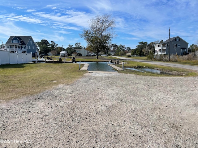 view of yard with a water view