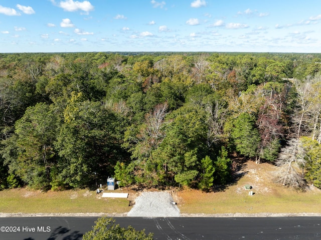 birds eye view of property with a view of trees