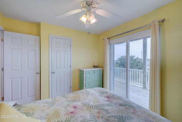 132 Reeves St, North Topsail Beach, NC 28460 - bedroom featuring access to exterior and a ceiling fan