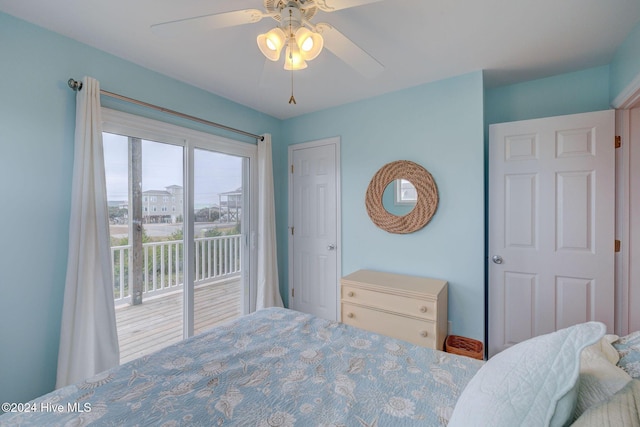132 Reeves St, North Topsail Beach, NC 28460 - bedroom featuring access to outside and a ceiling fan