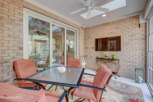 interior space featuring ceiling fan