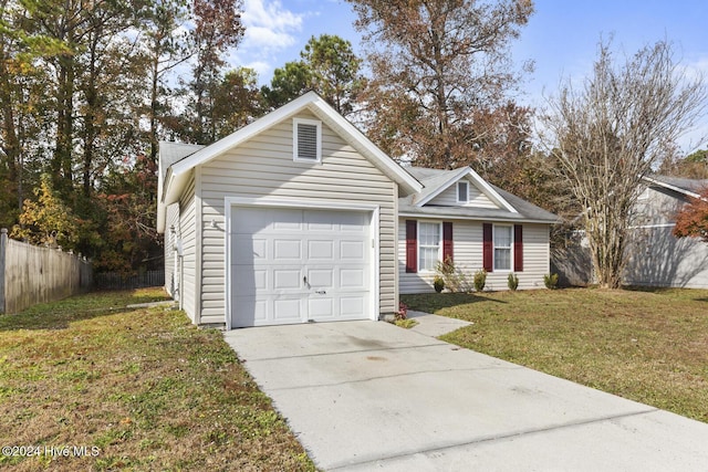 single story home with a front lawn