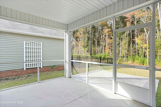 view of unfurnished sunroom