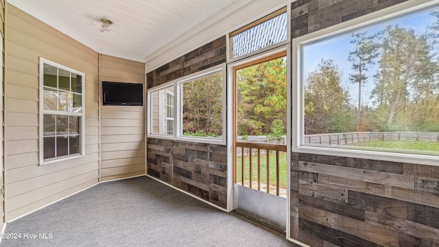 view of unfurnished sunroom