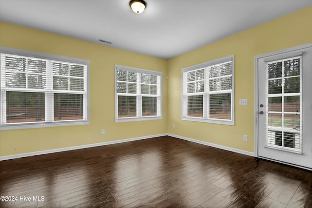 spare room with dark wood-type flooring