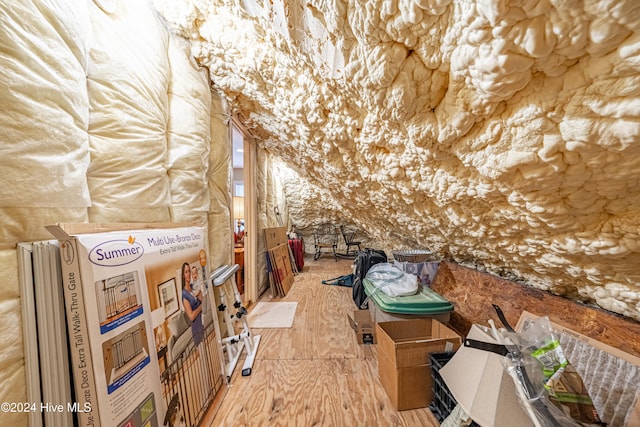 view of unfinished attic