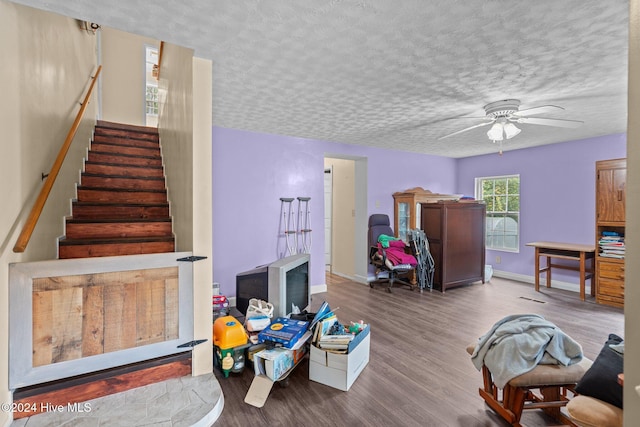16200 US Highway 421, Burgaw, NC 28425 - rec room featuring a textured ceiling, ceiling fan, wood finished floors, and baseboards