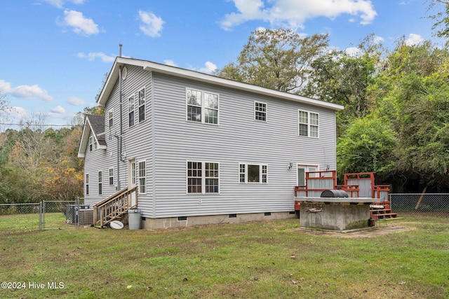 16200 US Highway 421, Burgaw, NC 28425 - rear view of property featuring a deck, crawl space, entry steps, a gate, and cooling unit