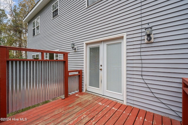 wooden terrace with french doors