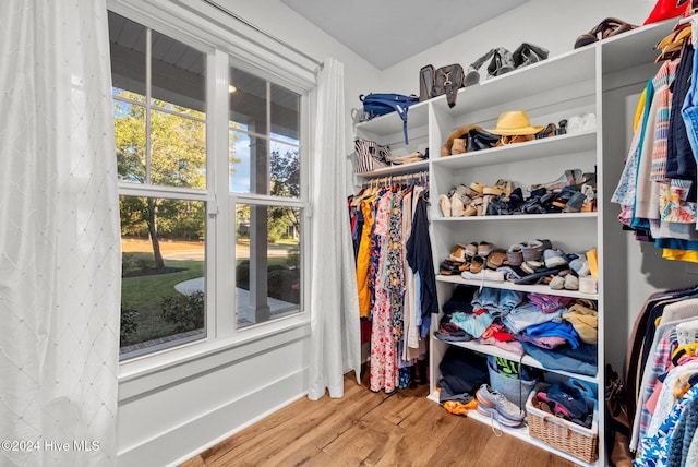 spacious closet with wood finished floors