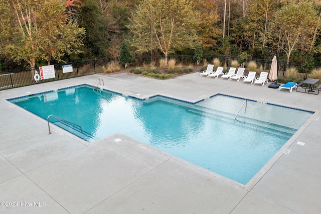 view of pool featuring a patio area