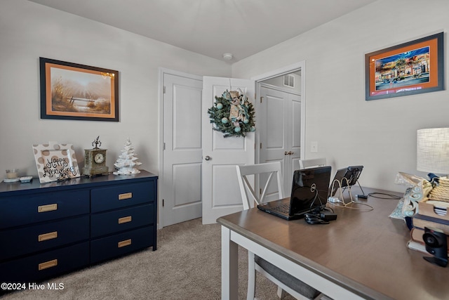 office featuring light carpet