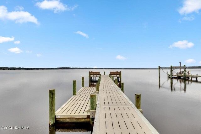 dock area featuring a water view