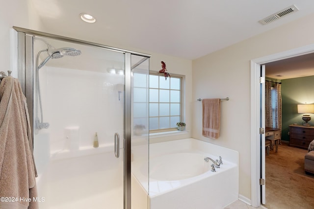 bathroom with plus walk in shower