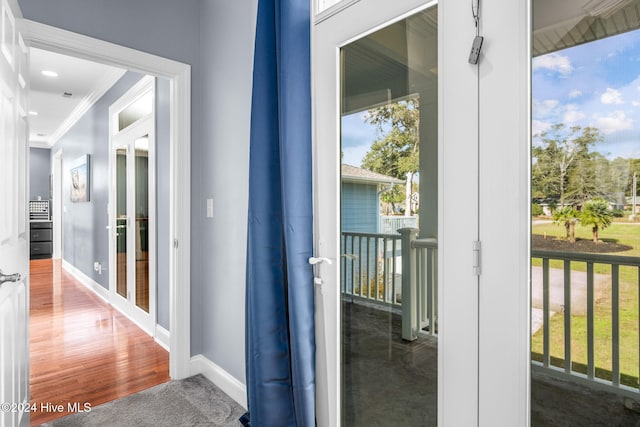 balcony featuring french doors