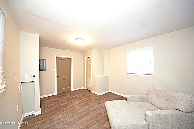 sitting room with wood-type flooring