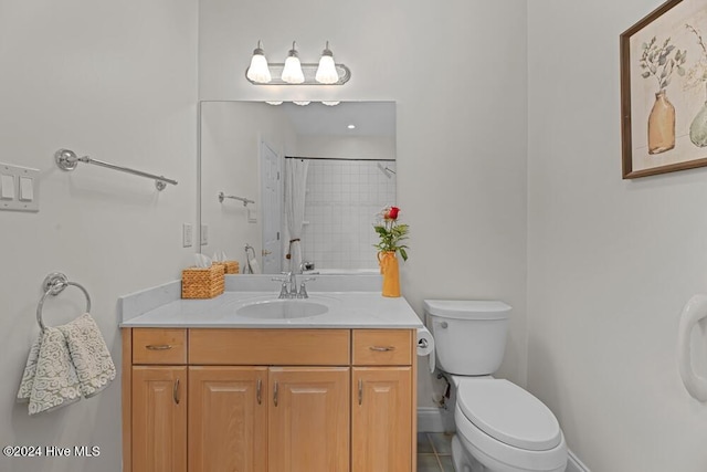 109 St Gallen Ct, New Bern, NC 28562 - bathroom featuring vanity, toilet, a shower, baseboards, and tile patterned flooring