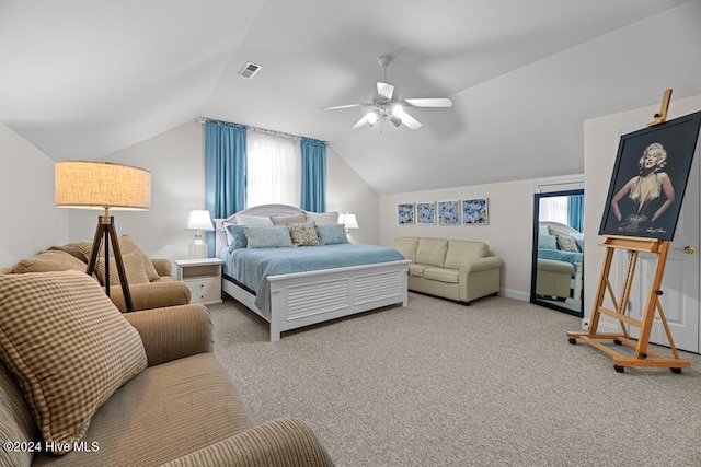 109 St Gallen Ct, New Bern, NC 28562 - carpeted bedroom featuring lofted ceiling, ceiling fan, and baseboards