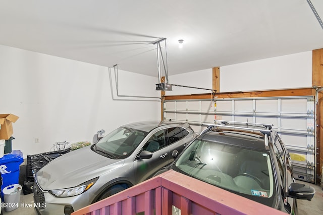 garage with a garage door opener