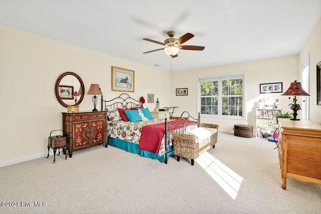 bedroom featuring carpet flooring and ceiling fan