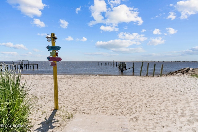 property view of water with a beach view