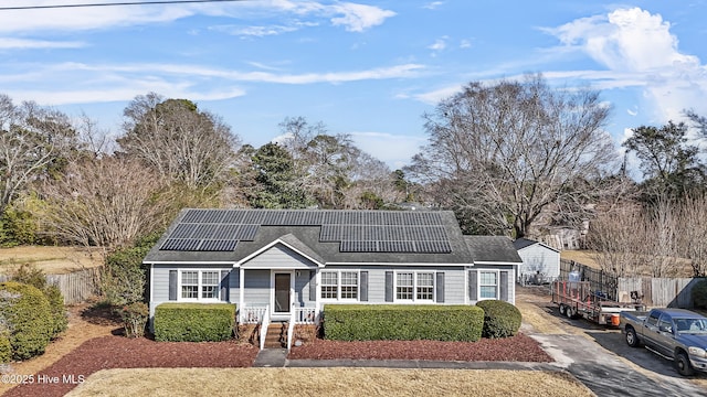 view of front of home with solar panels