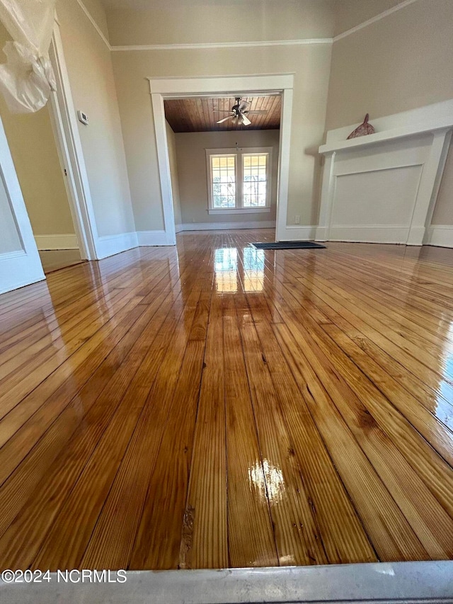 interior space featuring ceiling fan and hardwood / wood-style flooring